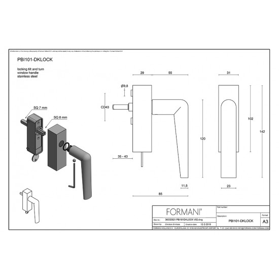 INC by Piet Boon PBI101-DKLOCK ablakkilincs