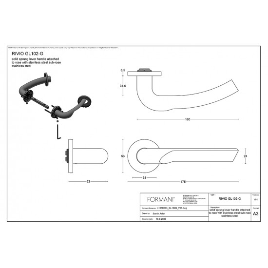 RIVIO GL102-G kilincs