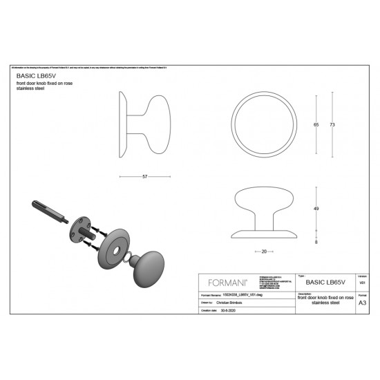 Basics LB65V FIX ajtógomb