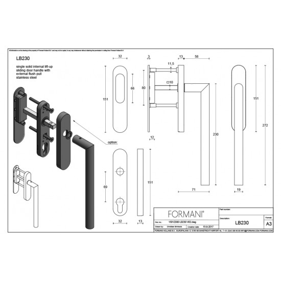 Basics LB230 emelő-toló ajtókilincs szett