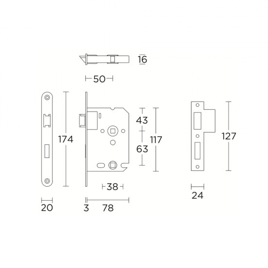 Basics WC bevésőzár szett (50/63)