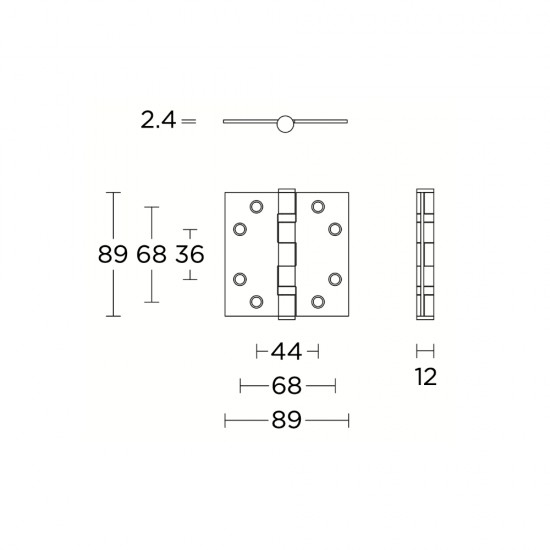 Basics csapágyas ajtózsanér (89x89 szögletes)