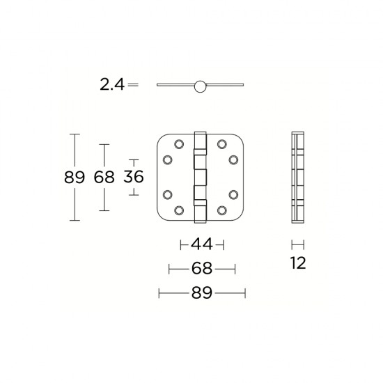 Basics csapágyas ajtózsanér (89x89 kerekített)